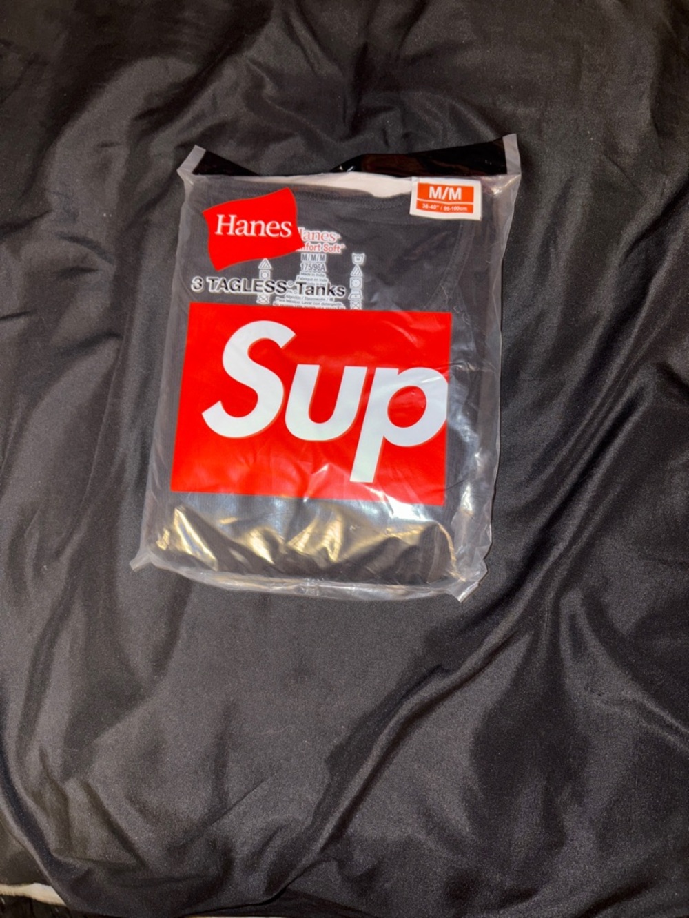 Hanes Black Tanks with Red Logo Packaging